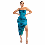 Deep Waters Ruched Midi Dress