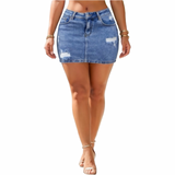 Denim Darling Distressed Mini Skirt