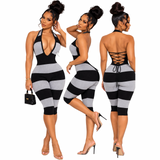 Preety After Hours Lace Up Capri Romper