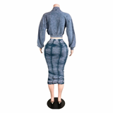 Ruched Jacket Skirt Set