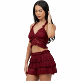 Laced in Desire Ruffle Skirt Set