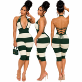 Preety After Hours Lace Up Capri Romper