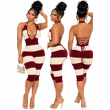 Preety After Hours Lace Up Capri Romper