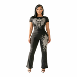 Y2K Bling Heart Pants Set