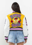 Flower Phwoar cropped varsity jacket