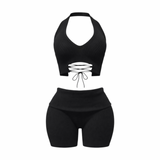 Lace Me Up Ribbed Shorts Set