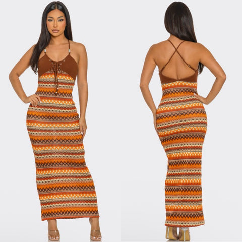 Tribal temptation maxi dress