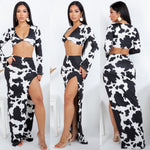 Western cow print skirt set