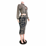 Ruched Jacket Skirt Set