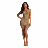 Mineral Wash Fringe Skirt Set