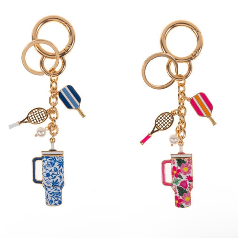 Sports tumbler tennis bag charm keychain