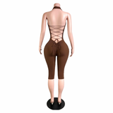 Back Talk Lace Up Capri Jumpsuit