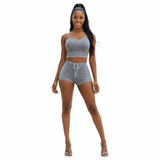 Dotted Charm Ribbed Shorts Set