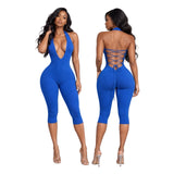 Back Talk Lace Up Capri Jumpsuit