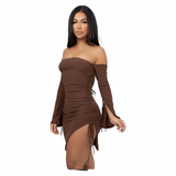 All Eyes On Me Glitter Ruched Mini Dressl