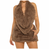 Preety Plush Fur Skirt Set
