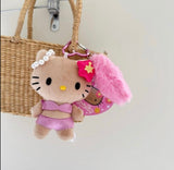 Hello Kitty fur bag charm keychain