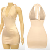 Satin lace halter dress