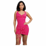 Dot Your Type Ruched Mini Dress