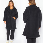 Oversized teddy trench coat