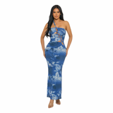 Beaded Tropical Goddess Maxi Dress