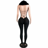 Fur Lace Up Jumpsuit
