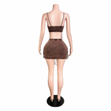 Mineral Wash Fringe Skirt Set