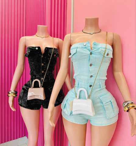 Ash denim tube romper