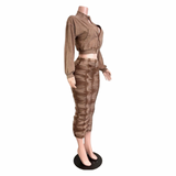 Ruched Jacket Skirt Set