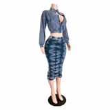 Ruched Jacket Skirt Set