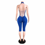Back Talk Lace Up Capri Jumpsuit