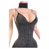 Diamond dust jumpsuit w/headband