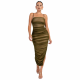 Sleek Intentions Ruched Maxi Dress