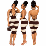 Preety After Hours Lace Up Capri Romper