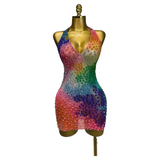 Celebration Glow Rhinestone Mini Dress