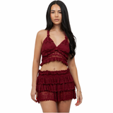Laced in Desire Ruffle Skirt Set