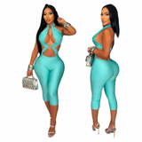 Ring Of Fire Cutout Capri Jumpsuit