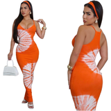 Vibrant Tye dye dress w/headband