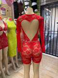 Lace heart romper