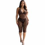 Wild Temptation Mesh Capri Jumpsuit