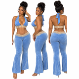 Preety Sweet Temptation Lace Velour Halter Set