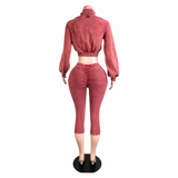 Vintage Rose Sculpted Capri Set