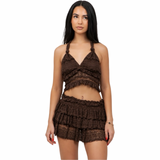 Laced in Desire Ruffle Skirt Set