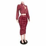 Ruched Jacket Skirt Set