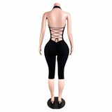 Back Talk Lace Up Capri Jumpsuit