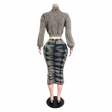 Ruched Jacket Skirt Set
