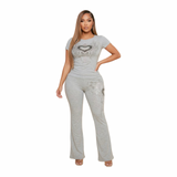 Y2K Bling Heart Pants Set