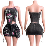 Graffiti Goddess denim skirt set