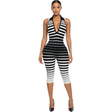 Fine Line Backless Capri Jumpsuit