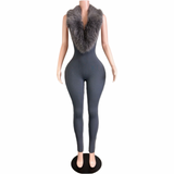 Fur Lace Up Jumpsuit